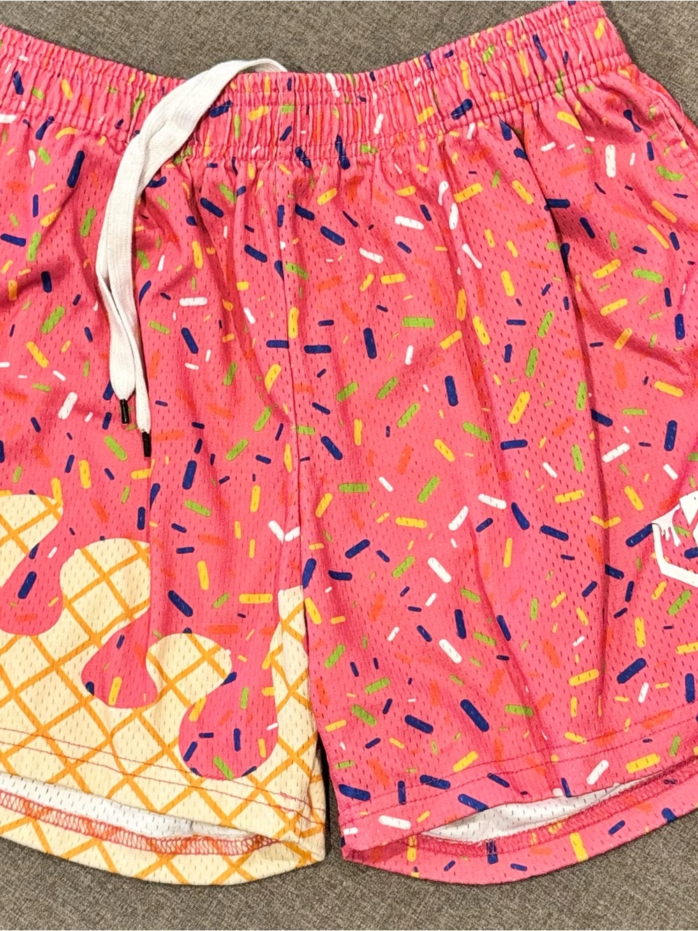 Men's Athletic Drawstring Shorts in Bright Pink Sprinkles